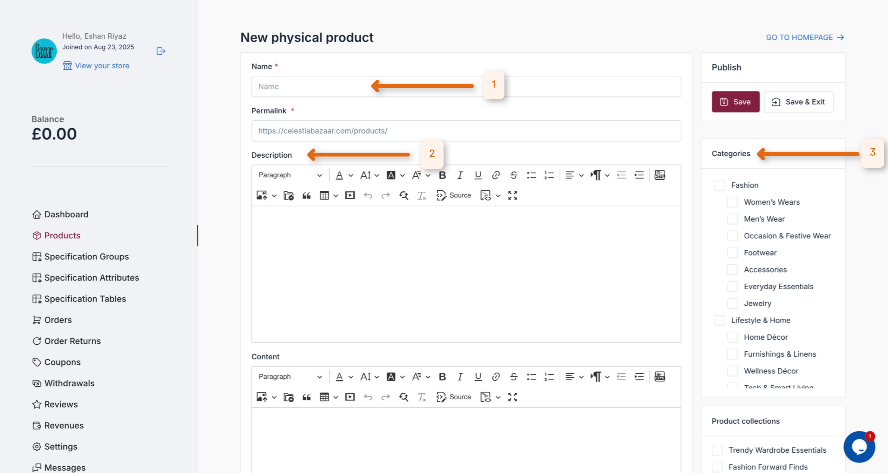 E Commerce Product Entry Form