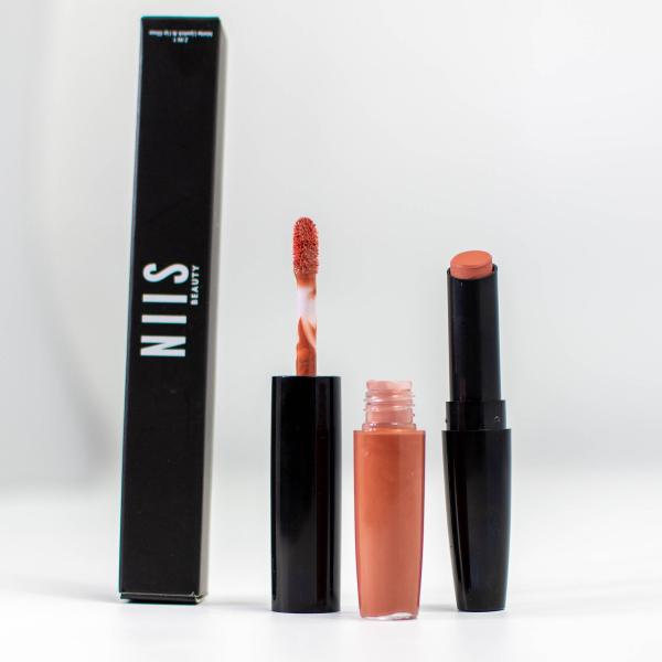 NIIS Beauty Vegan Double Ended 2 in 1 Lipstick and Lip Gloss – Nude Sable