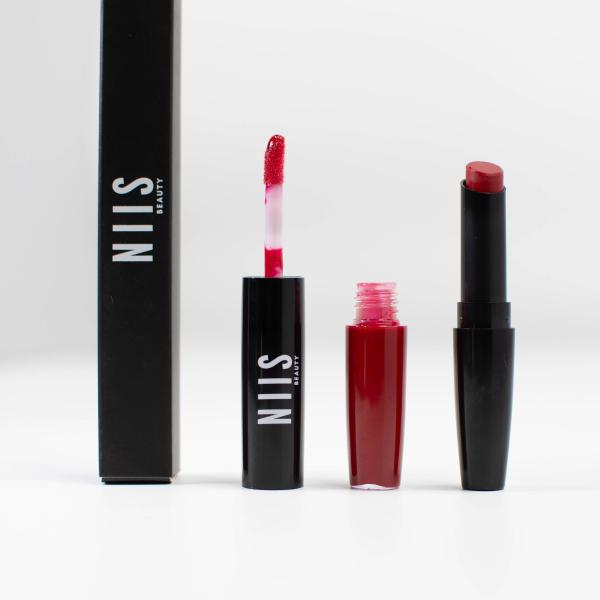 NIIS Beauty Vegan Double Ended 2 in 1 Lipstick and Lip Gloss – Red Rey