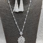 Diamond String long Pendent set with Pearl drops