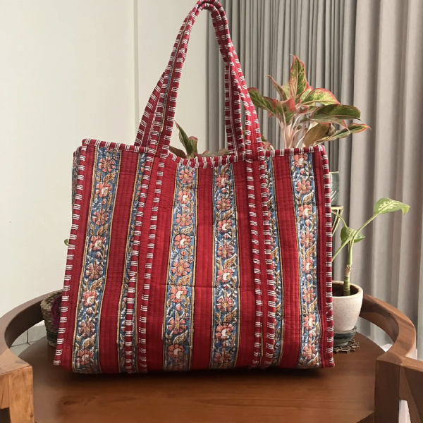 Jaipuri Blockprint Gulaab Tote Bag